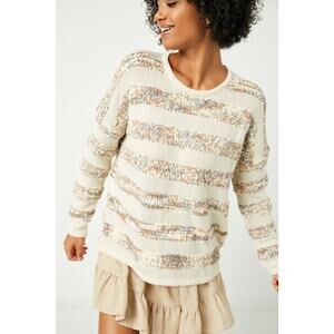 HAYDEN Poppy Popcorn Striped Crew Neck Sweater Misses Small